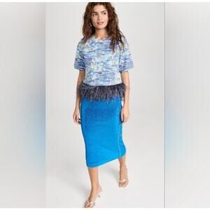 Le Superbe Top Hula House Party Hawaii, Feather Trim Sample Women’s Size S NWOT